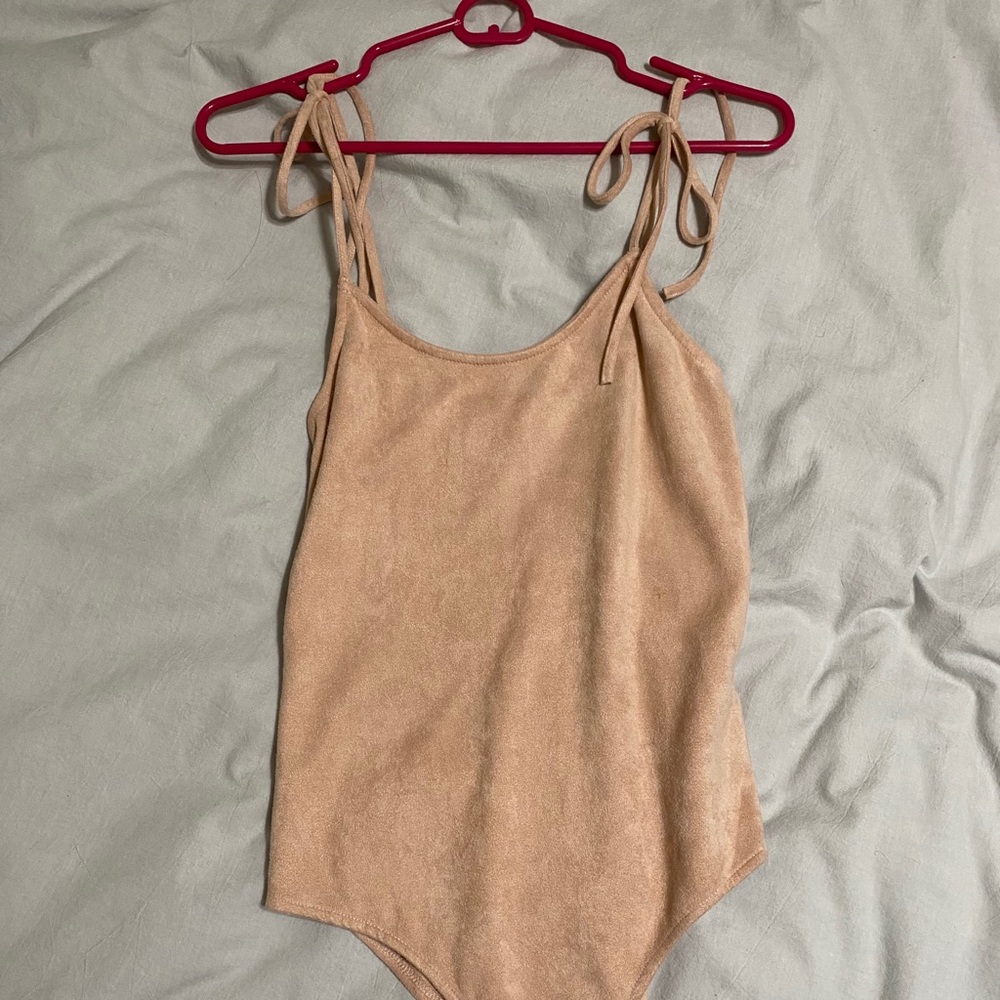 baby pink suede body suit
